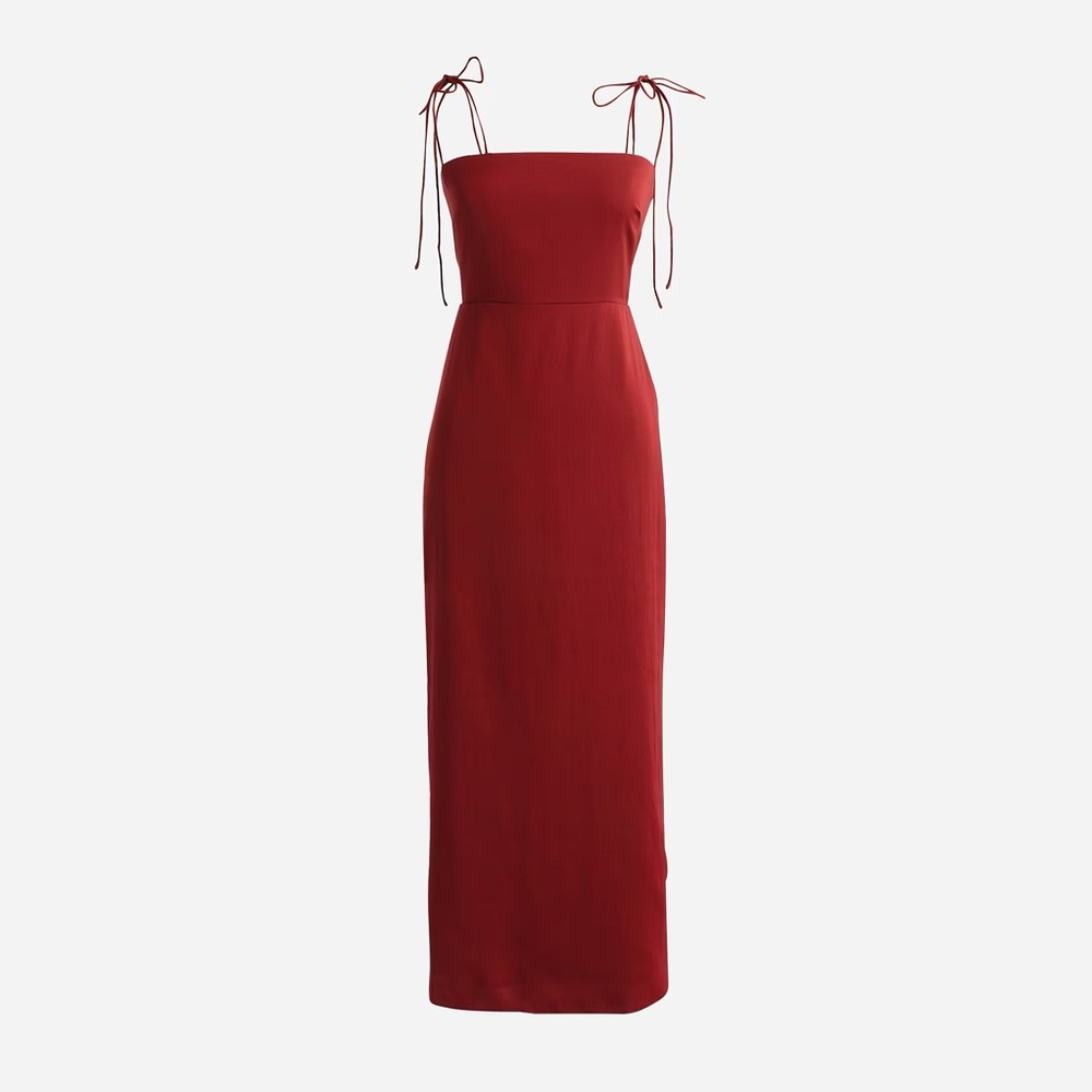 ❤️ J.Crew Collection tie-strap midi dress in textured satin BY268